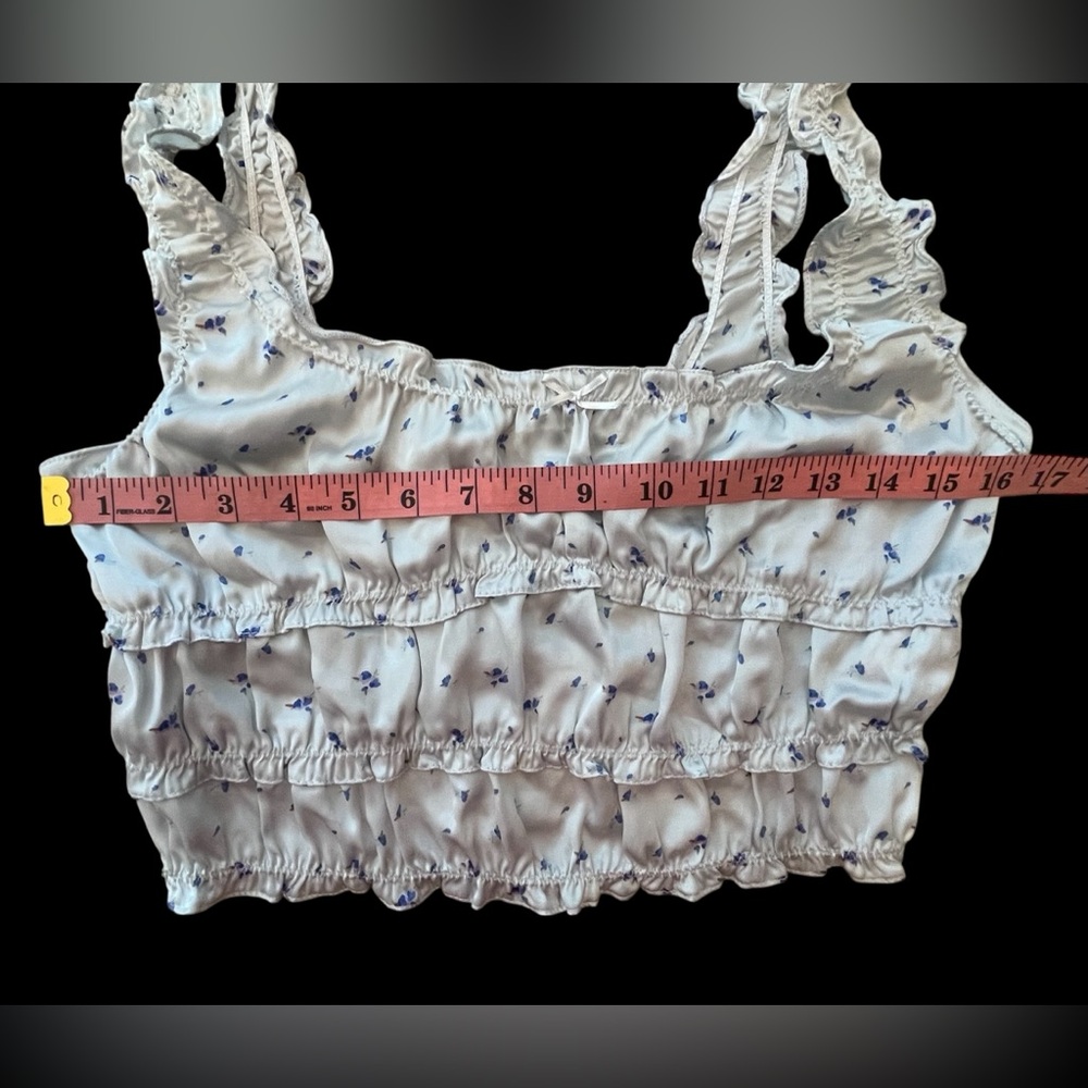 Zara Floral Ruffle White Crop Top - Picture 5 of 7